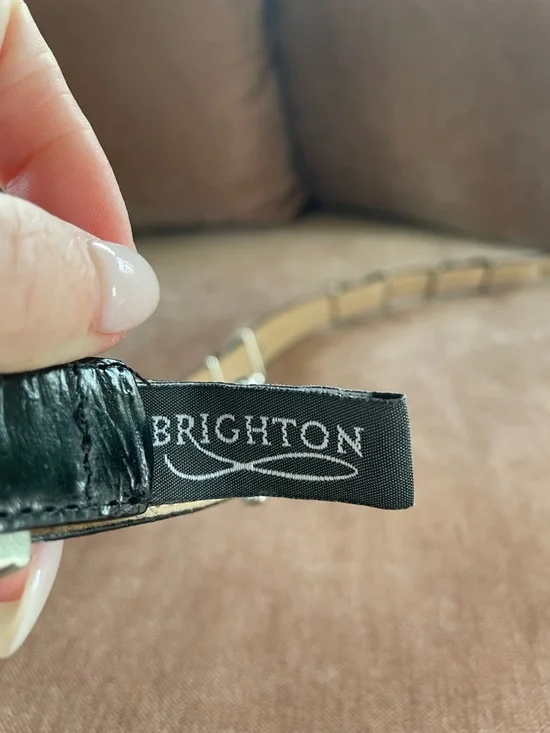 Brighton Black Western Belt, Silver with Medallion Sliders, Large/34, #40383 - Picture 5 of 7